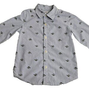 Carter's 4T Button Up long sleeve shirt blue dinosaur pattern